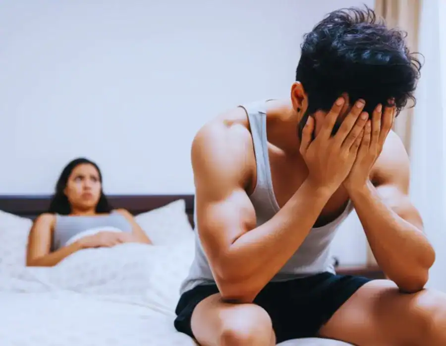 Image of upset man in need of erectile dysfunction treatment Minehead